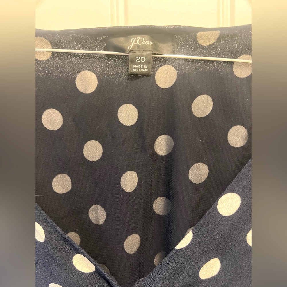 J. Crew Navy Polka Dot Peplum Blouse - Picture 3 of 9